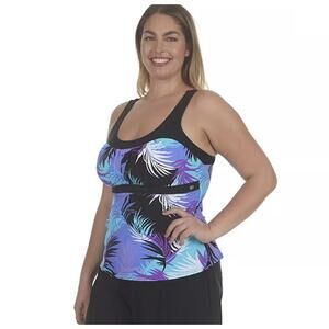 ZeroXposur Peasant Tankini Swimsuit Top in Iris NWT Size XXL